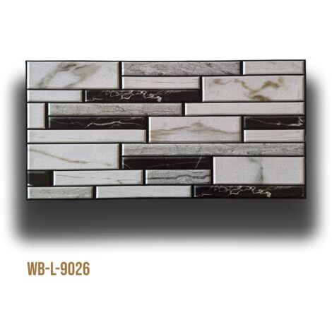Pannelli 3D Rivestimento a parete in PVC effetto MARMO B&W 96x48cm Realistici, isolanti, idrorepellenti.