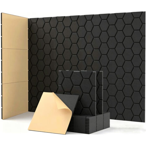 Pannelli acustici autoadesivi da parete 30x30x0,9 cm - Confezione da 24 pezzi - Isolamento acustico ed eco, decorazione murale fonoassorbente