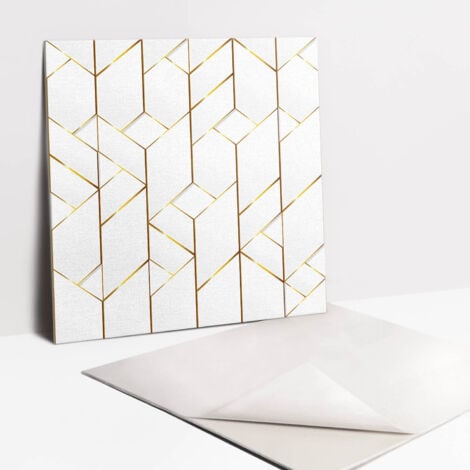 Pannelli da Parete Autoadesivi – Decorativi - Parete Piastrelle – 9 Pezzi Piastrelle – 9x30x30 cm - Linee Dorate Alla Moda