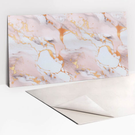 Pannelli da Parete Autoadesivi – Decorativi - Parete Piastrelle - Pannello Murale – 100x50 cm - Marmo Pastello e Oro