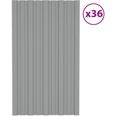 Pannelli da Tetto 36 pz in Acciaio Zincato Grigio 80x45 cm