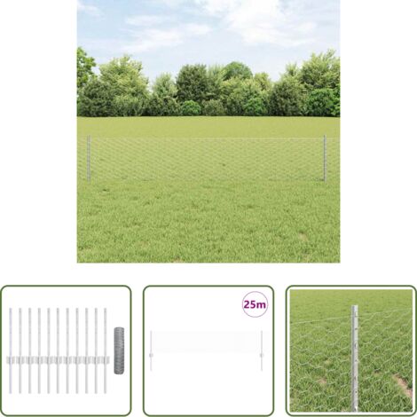 Pannelli di recinzione -  Recinzione con Posto Argento 0,4 x 25 m Acciaio