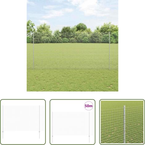 Pannelli di recinzione -  Recinzione con Posto Argento 1,5 x 50 m Acciaio