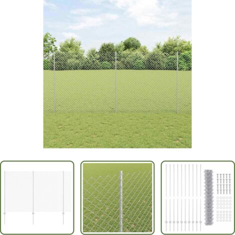 Pannelli di recinzione -  Recinzione con Posto Argento 1,6 x 10 m Acciaio