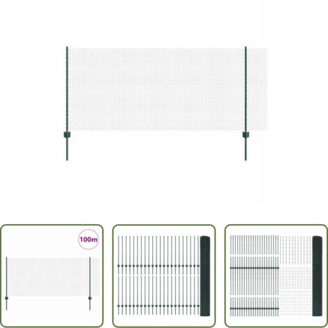 Pannelli di recinzione -  Recinzione con Posto Verde 1 x 100 m Acciaio e PVC