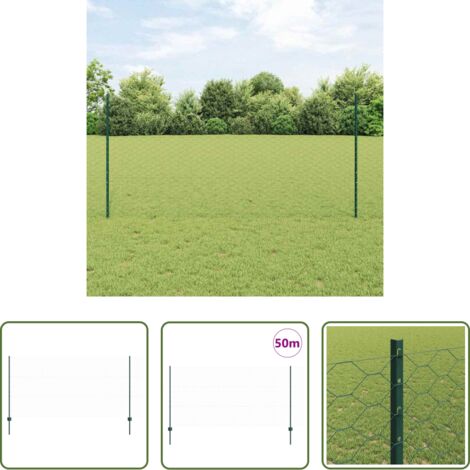 Pannelli di recinzione -  Recinzione con Posto Verde 1,2 x 50 m Acciaio e PVC