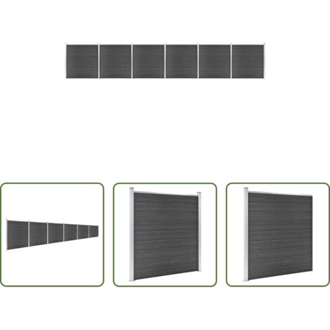 Pannelli di recinzione -  Set Pannelli di Recinzione in WPC 1045x186 cm Nero