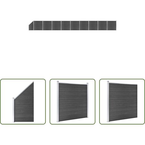 Pannelli di recinzione -  Set Pannelli di Recinzione in WPC 1657x(105-186) cm Nero