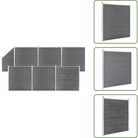 Pannelli in legno plastica - vidaXL Pannelli Recinzione WPC 6 Quadrati 1 Inclinato 1138x186cm Grigi - Recinzione per giardino