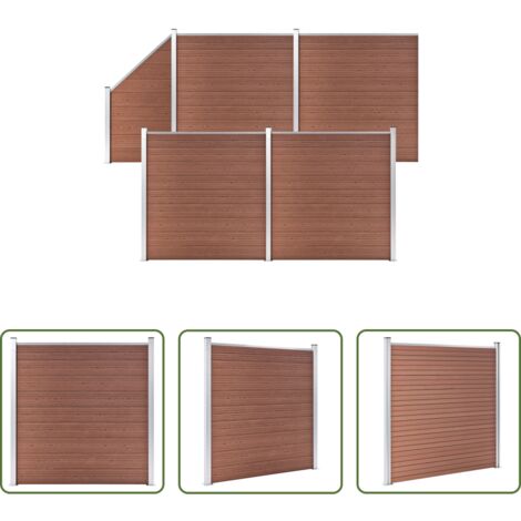 Pannelli in WPC -  Pannelli Recinzione 4 Quadrati 1 Inclinato 792x186cm Marrone
