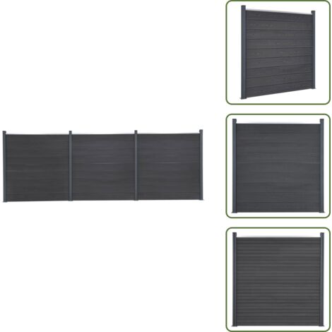 Pannelli in WPC - vidaXL Set Pannello di Recinzione Grigio 526x186 cm in WPC - Recinzione grigia