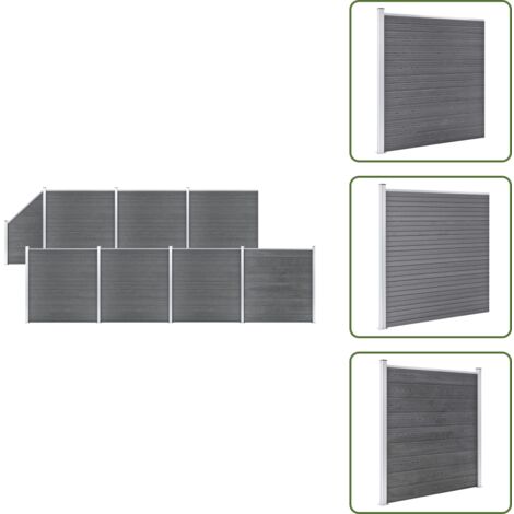 Pannelli quadrati - vidaXL Pannelli Recinzione WPC 7 Quadrati 1 Inclinato 1311x186cm Grigi - Recinzione inclinata