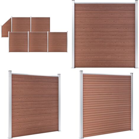 Pannelli Recinzione 5 Quadrati 1 Inclinato 965x186 cm Marrone - Pannelli in WPC - Recinzione modulare