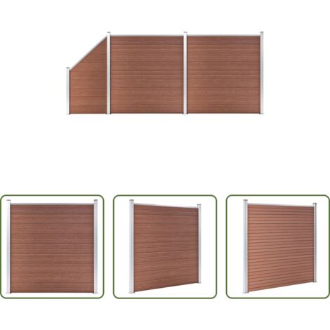Pannelli recinzione -  Pannelli Recinzione 2 Quadrati 1 Inclinato 446x186cm Marrone