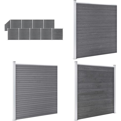 Pannelli Recinzione WPC 9 Quadrati 1 Inclinato 1657x186cm Grigi - Pannelli di recinzione - Recinzione per giardino