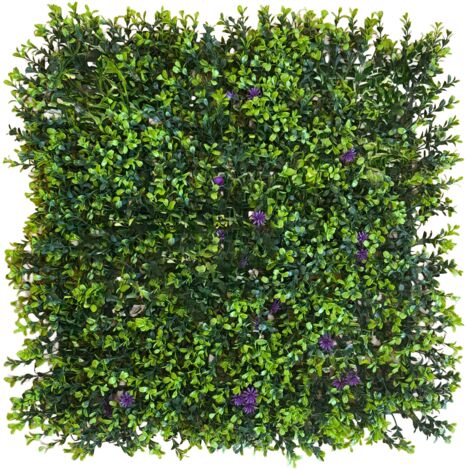 Pannelli Verde Verticale 50×50 cm Ultra-realistici e folti, per interno/esterno BOSSO E FIORI VIOLA - Eternal Parquet