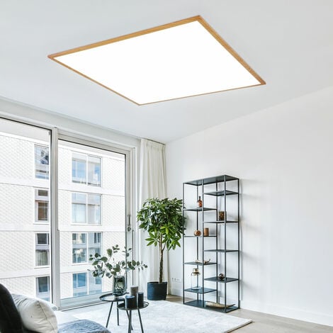 Pannello a soffitto Plafoniera Pannello a plafone Luce di design Luce da soggiorno in look legno, plastica alluminio, 1x LED 36 watt 2250 lumen bianco caldo, LxLxH 59x59x6,5 cm