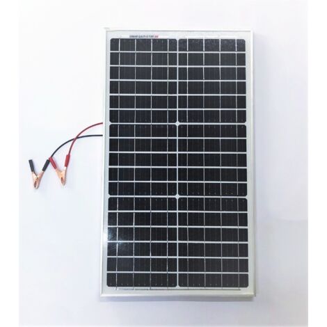 Pannello Ad Energia Solare Fotovoltaico 30W 12V Con Celle In Silicio E Pinze