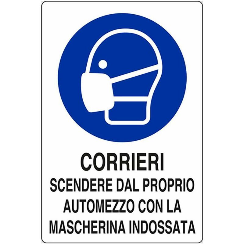 Image of Pannello adesivo 30x20 obbligo mascherina corrieri 96291