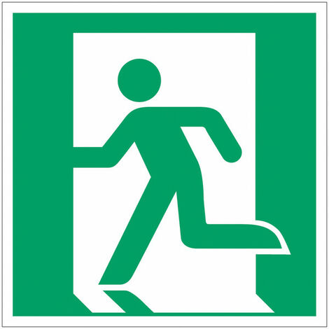 Pannello adesivo ISO 7010 "Uscita di emergenza (a sinistra)" - E001