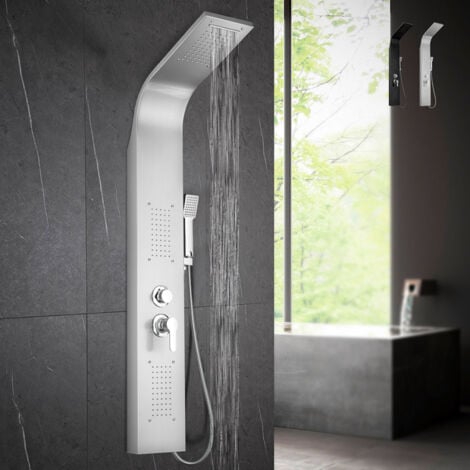 ARATI BATH & SHOWER Pannello colonna doccia in acciaio con miscelatore idromassaggio cascata doccino Monticelli - Silver