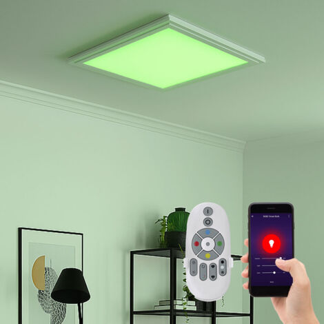Pannello da soffitto Pannello luminoso da soffitto Smart Home App Controllo vocale Dimmer a variazione cromatica, alluminio, RGB LED 1x 16W 1x 2000lm 2700-6500K, LxLxH 30x30x11
