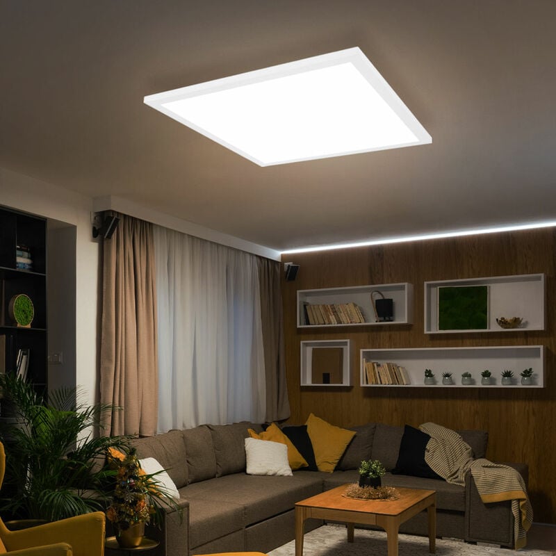 Image of Etc-shop - Pannello da soffitto, plafoniera, pannello a plafone, lampada da soffitto, luce di ingresso, camera da letto, quadrato bianco opale, 1x