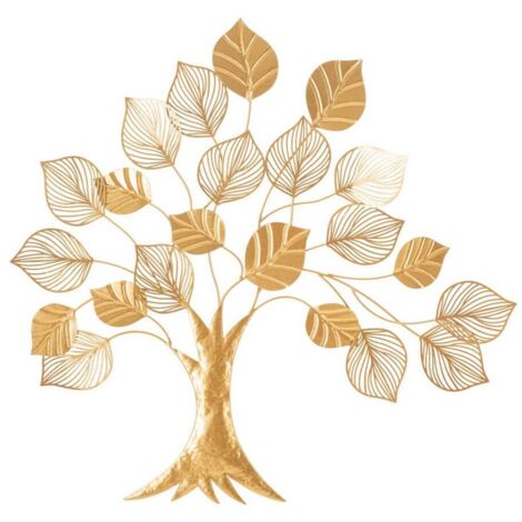 Pannello decorativo albero con foglie in ferro color oro per decorazioni ambienti