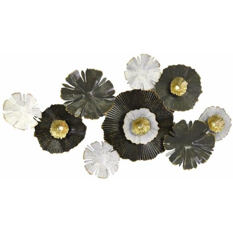 Pannello Decorativo da Parete Fiori 90,8x6,4x48,3 cm in Metallo Verde