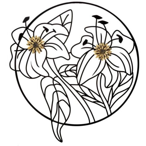Pannello decorativo fiori forma circolare in ferro per decorazioni ambienti