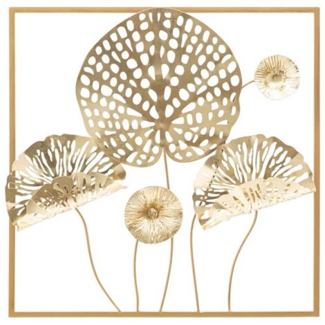 Pannello decorativo fiori in ferro color oro per decorazioni ambienti