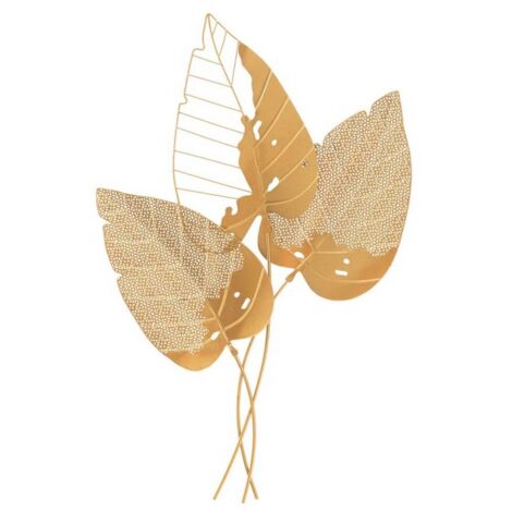 Pannello decorativo foglie autunnali in ferro color oro per decorazioni ambienti