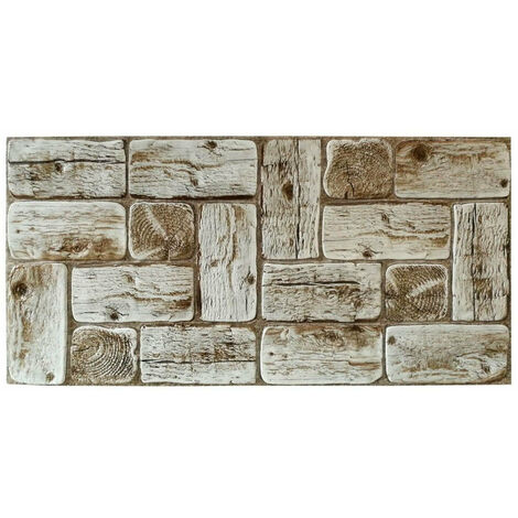 Pannello decorativo in PVC rivestimento parete finto legno TRONCHI DI PINO CHIARO 96x48cm 2 Pz 1 Mq