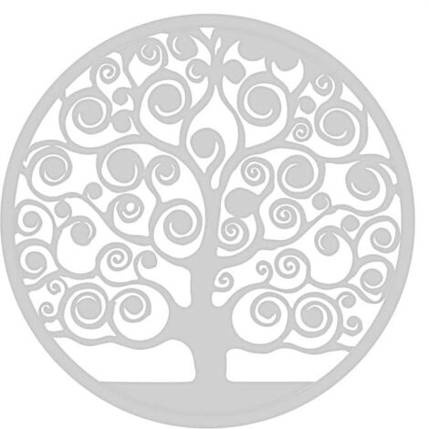 PANNELLO DEORATIVO TONDO IN METALLO 40 CM ALBERO DELLA VITA BIANCO