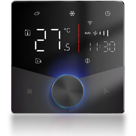 Pannello di controllo per climatizzatore Eosnow a 2 tubi, touchscreen, display digitale, centralina HVAC, 5+2, 6 periodi programmabili, nero