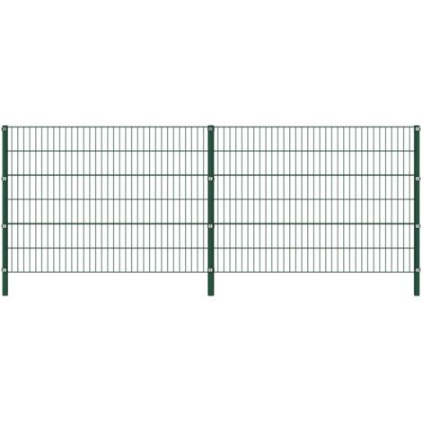 Pannello di recinzione con pali in ferro 349x120 cm verde vidaXL