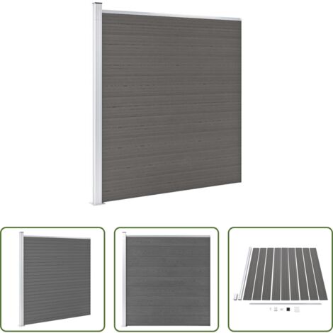 Pannello di recinzione -  Pannello di Recinzione in WPC 175x186 cm Grigio