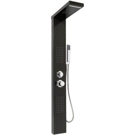Pannello Doccia Acciaio Inox,Colonna Doccia Idromassaggio,con doccetta-Nero