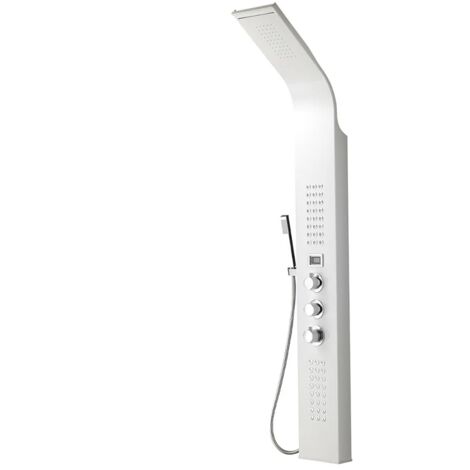 Pannello doccia bianco con 4 getti e monitor per la temperatura