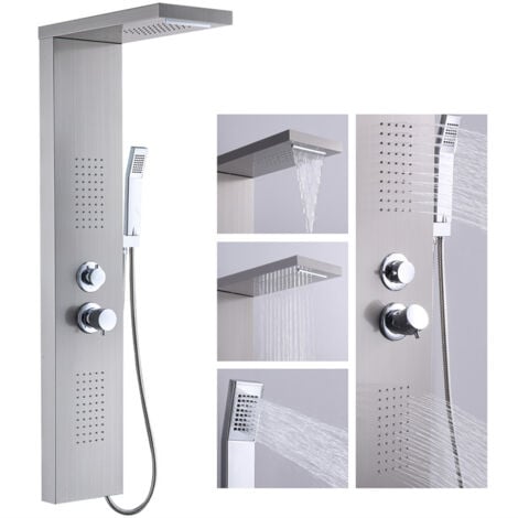 UBEEGOL Pannello Doccia Colonna Doccia Idromassaggio Quattro Funzioni Acqua Pannello in Acciaio Inox Spazzolato a Parete