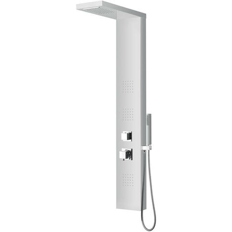 Pannello Doccia Idromassaggio NIAGARA 140x20 cm - Acciaio Spazzolato - Soffione 60 Getti