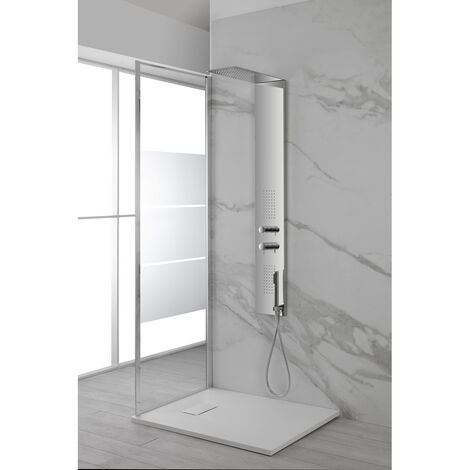 Pannello doccia in acciaio inox cromato con quattro funzioni Top Slim Feridras
