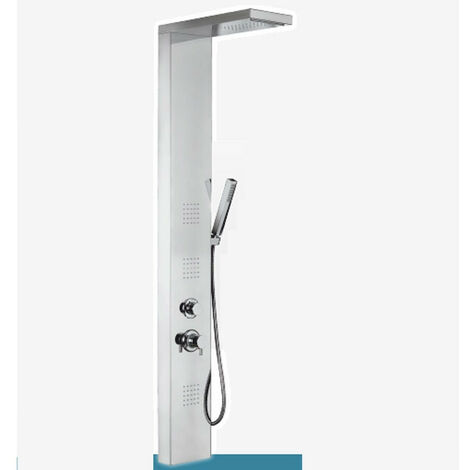 Pannello Doccia Multifunzione BROADWAY 160x20 cm - Inox Lucidato Effetto Cascata - Getti Orizzontali