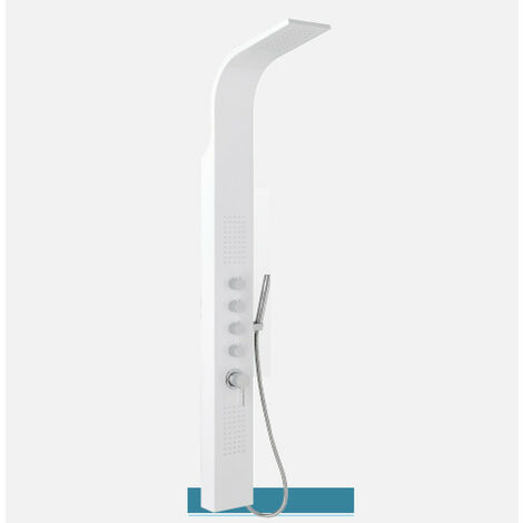 Pannello Doccia Multifunzione Danubio 166.5x15.5 cm - Alluminio Verniciato Bianco Soffione - Getto Orizzontale