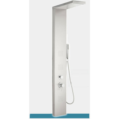 Pannello Doccia Multifunzione MANHATTAN 160x20 cm - Inox Satinato - Effetto Cascata - Getti Orizzontali
