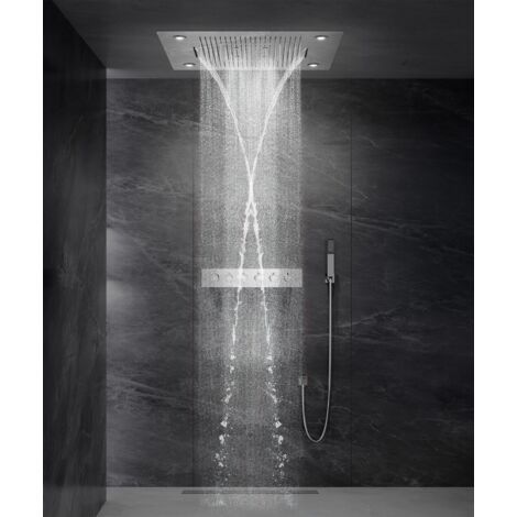 Pannello doccia termostatico con LED a pioggia e cromoterapia - 80x60 cm