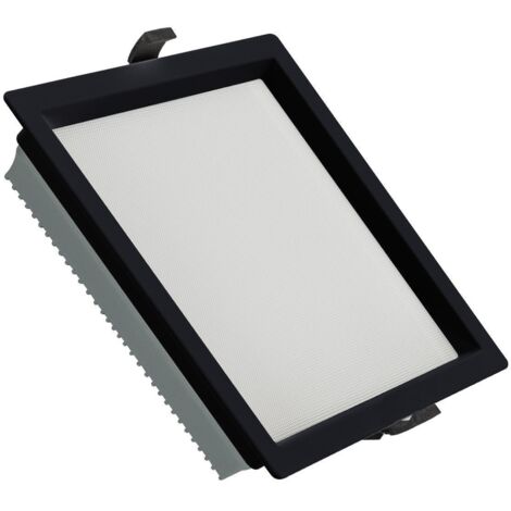 Pannello Downlight LED 40W Quadrato Aero 130 lm/W Microprismatico LIFUD Foro 210x210mm Nero   3000K Bianco Caldo