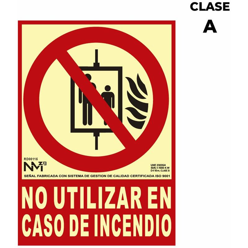 Image of Cartello antincendio non usare in caso di incendio classe a (pvc 1mm) 21x30cm