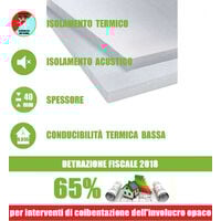 Pannello in EPS "Polistirene Espanso Sinterizzato" per Isolamento Termico/Acustico -100x50x4 cm