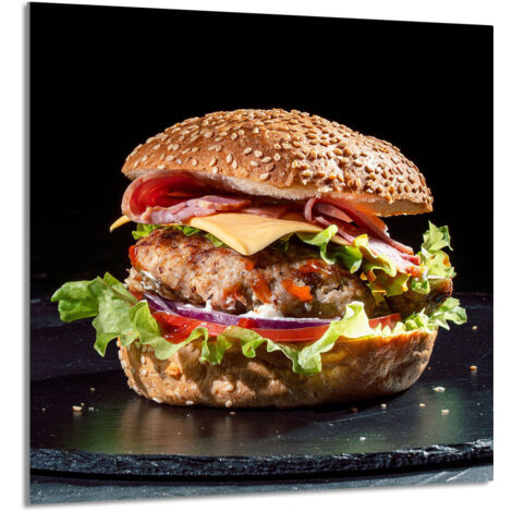 PANNELLO IN VETRO PER CUCINA 60x65 Hamburger